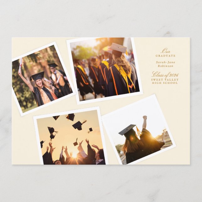 collage 4 photo frame elegant our graduate school announcement (Front)