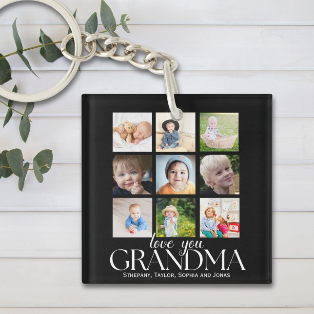 Collage 9 Photos for Grandma Love You Keychain (Creator Uploaded)