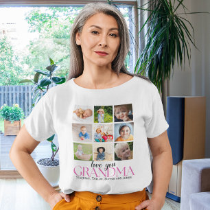 Collage 9 Photos for Grandma Love You T-Shirt
