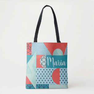 Collage Abstract Colorful 90s Orange Teals Tote Bag