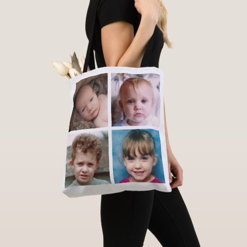 Collage add your own custom photos white tote bag