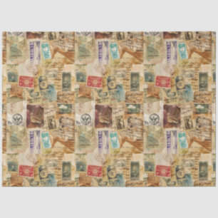 Collage Aged Postage Ephemera Tissue Paper