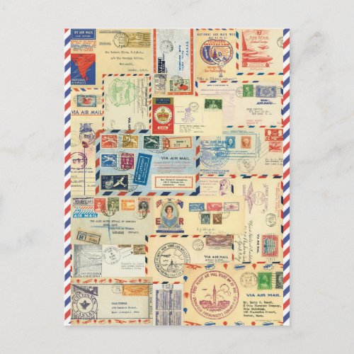 Collage air mail postcard