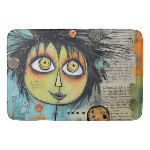 Collage Art Girl Lady 3 Bath Mat