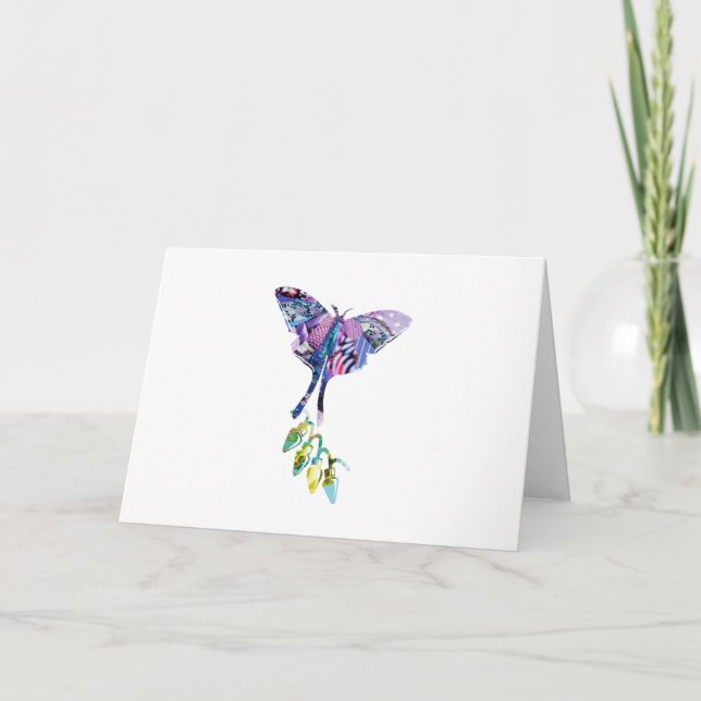 Collage art insect art BUTTERFLY XMAS LIGHTS  Card (Front)