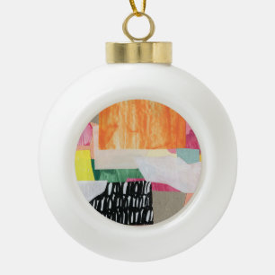 Collage art, modern colorful abstract. ceramic ball christmas ornament