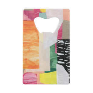Collage art, modern colorful abstract. credit card bottle opener