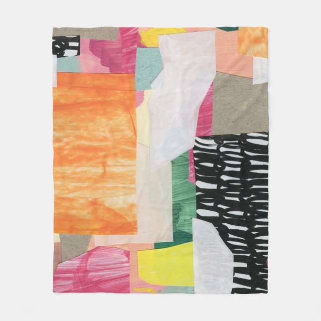 Collage art, modern colorful abstract. fleece blanket (Front)