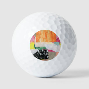 Collage art, modern colorful abstract. golf balls