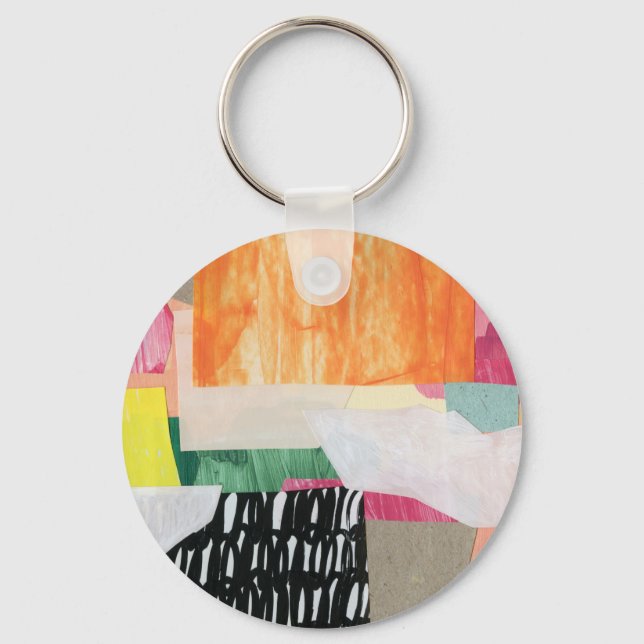 Collage art, modern colorful abstract. keychain (Front)
