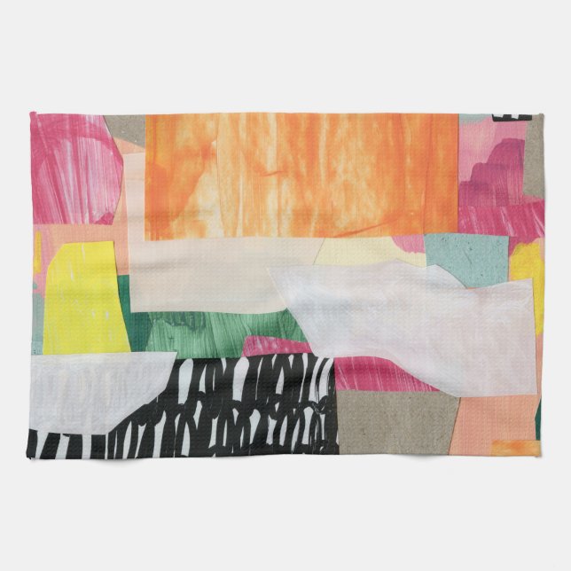 Collage art, modern colorful abstract. kitchen towel (Horizontal)