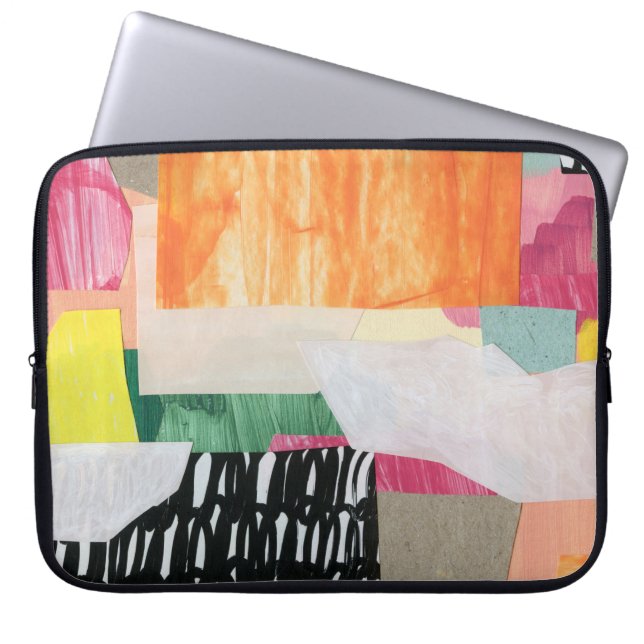Collage art, modern colorful abstract. laptop sleeve (Front)
