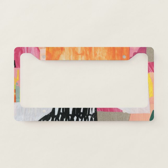 Collage art, modern colorful abstract. license plate frame (Front)