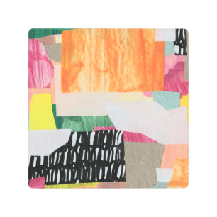 Collage art, modern colorful abstract. metal print