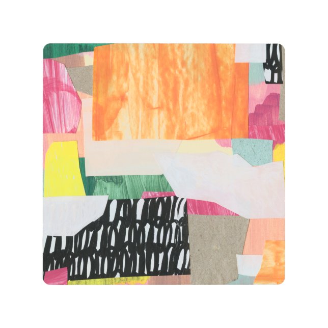 Collage art, modern colorful abstract. metal print (Front)