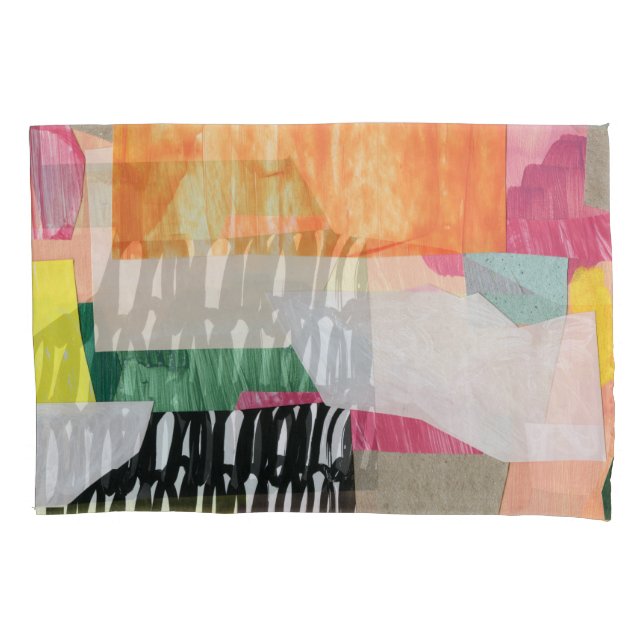 Collage art, modern colorful abstract. pillow case (Front)