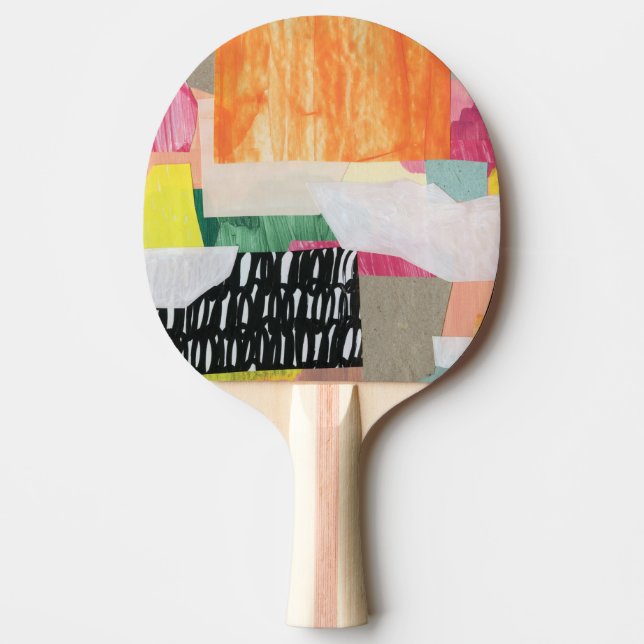 Collage art, modern colorful abstract. ping pong paddle (Front)