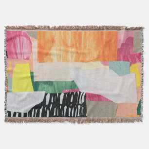 Collage art, modern colorful abstract. throw blanket