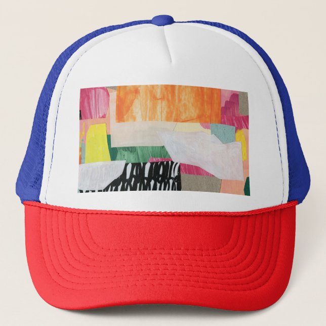 Collage art, modern colorful abstract. trucker hat (Front)