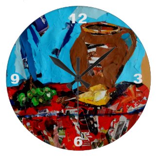 Collage Art StillLife Naturemort Pop Art Wall Clok Large Clock