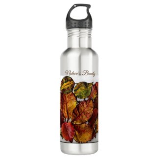 Collage Autumn Leaves Photo | Nature Water Bottle