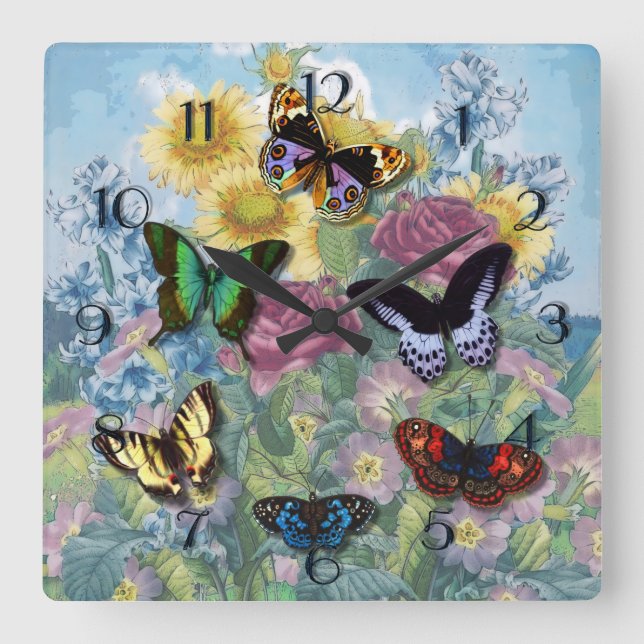 Collage "Beautiful Butterflies" Clock (Front)