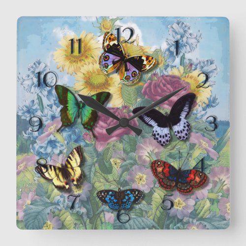 Collage Beautiful Butterflies Clock