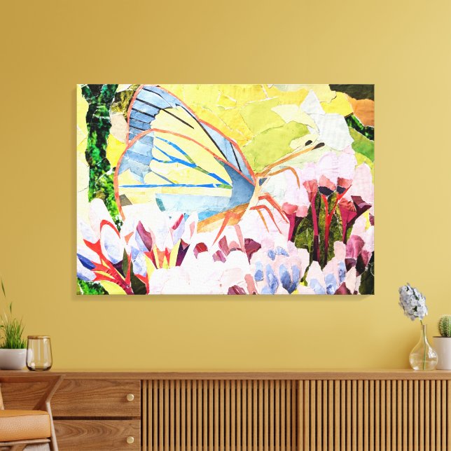 Collage butterfly canvas print (Insitu(LivingRoom))