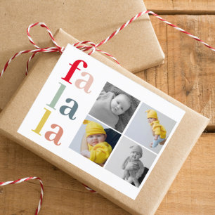 Collage Christmas Four Photos   Colorful Falalala Postcard