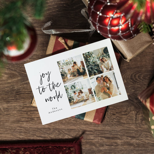 Collage Christmas Four Photos | Joy To The World Postcard