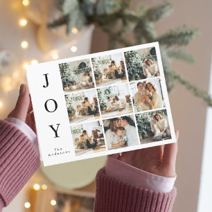 Collage Christmas Nine Photos   Happy Joy Holiday  Postcard