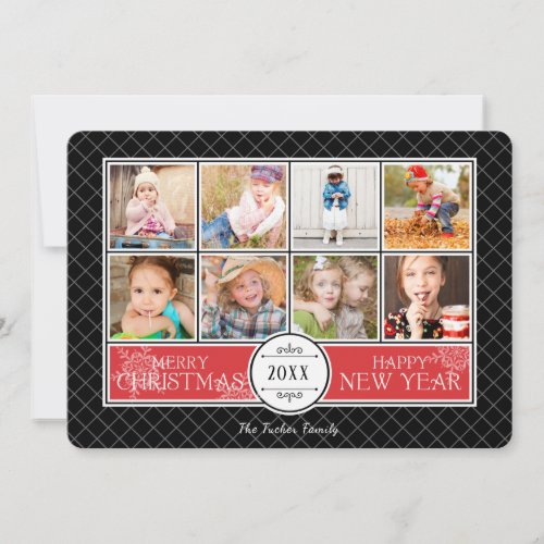 Collage Christmas Photo Card in Red and Black