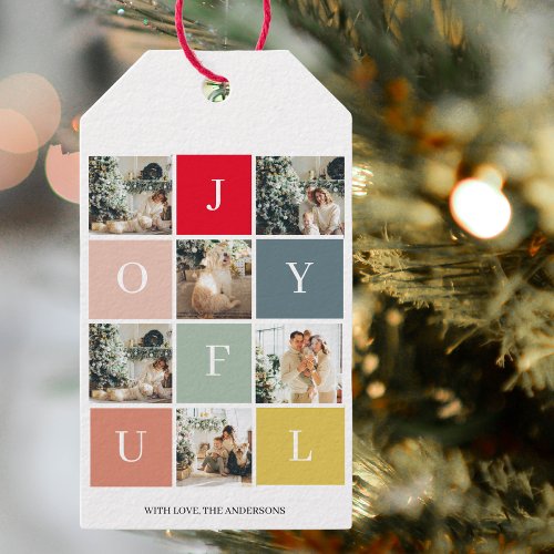 Collage Christmas Photo  Colorful Joyful  Gift Tags
