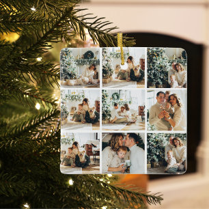 Collage Christmas Photo Happy Holiday Ceramic Ornament