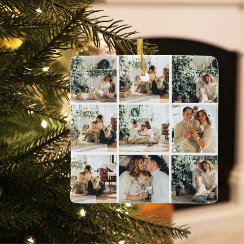 Collage Christmas Photo  Happy Holiday Ceramic Ornament