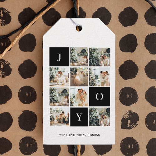 Collage Christmas Photo  Joy  Happy Holiday Gift Tags