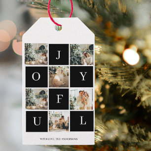 Collage Christmas Photo Joyful Happy Holiday Gift Tags
