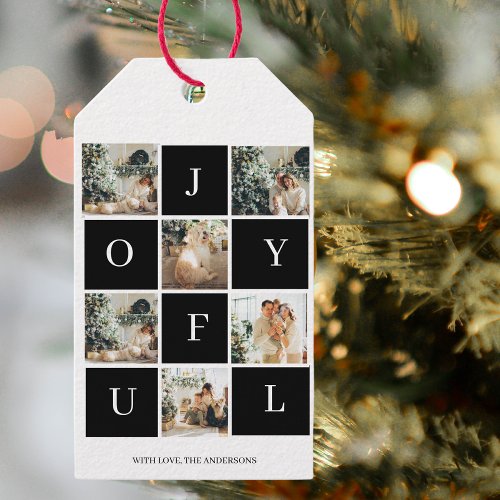 Collage Christmas Photo  Joyful  Happy Holiday Gift Tags