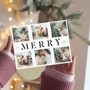 Collage Christmas Six Photos   Merry Holiday Postcard