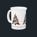 Collage Christmas Tree Beverage Pitcher<br><div class="desc">Features a collage Christmas tree in a color palette of red and green. Personalize with a Christmas message and a name or initials.</div>