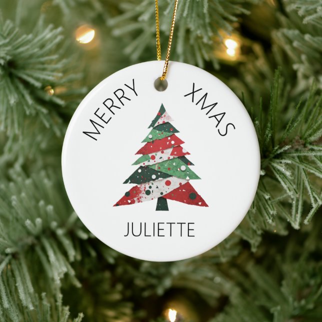 Collage Christmas Tree Ceramic Ornament (Tree)