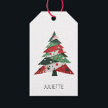 Collage Christmas Tree Gift Tags<br><div class="desc">Features a collage Christmas tree in a color palette of red and green. Personalize with a name on the front.</div>