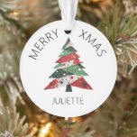 Collage Christmas Tree Ornament<br><div class="desc">Features a collage Christmas tree in a color palette of red and green. Personalize with a name on the front,  and a “from” name on the back.</div>