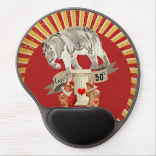 Collage Circus Elephant Vintage Stripe Poster Gel Mouse Pad