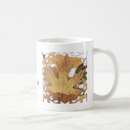 Collage Colorful Fall Leaves with Mosaic Frame Coffee Mug