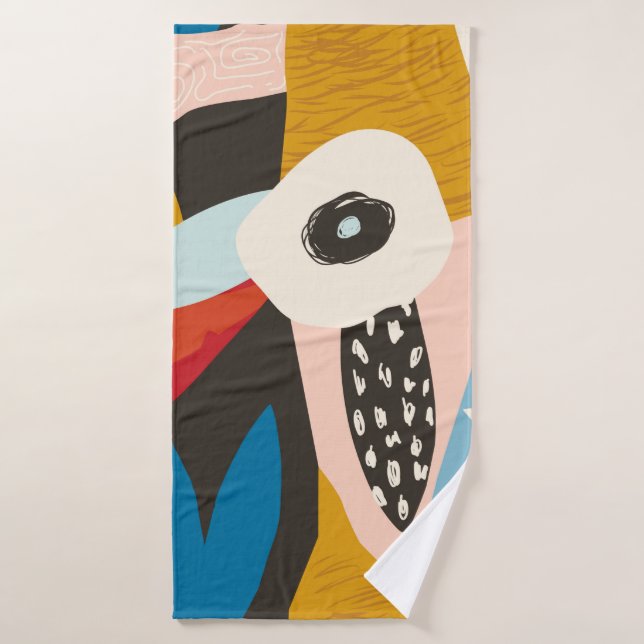 Collage contemporary floral hawaiian pattern in. S Bath Towel (Bath Towel)