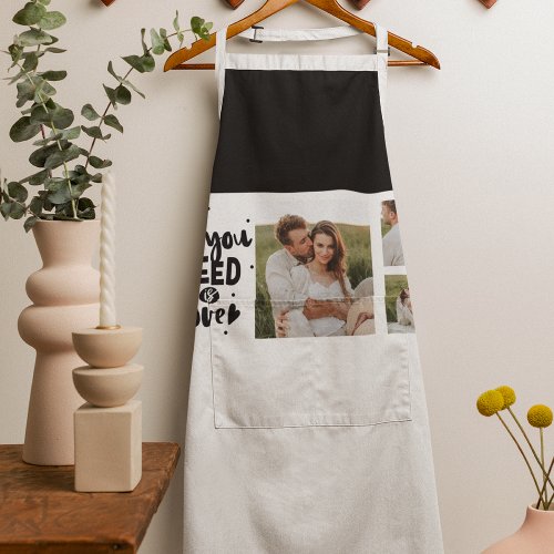 Collage Couple Photo  All You Need Is Love Quote Apron