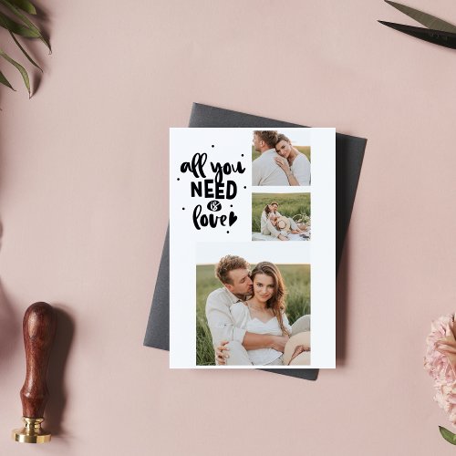 Collage Couple Photo  All You Need Is Love Quote Holiday Card