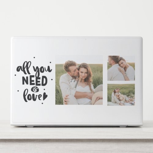 Collage Couple Photo  All You Need Is Love Quote HP Laptop Skin