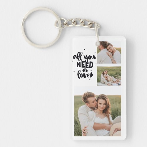 Collage Couple Photo  All You Need Is Love Quote Keychain